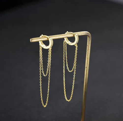 Vista 2 de SLUYNZ Aretes de aro pequeños de plata de ley 925 con circonita cúbica para mujer, diseño minimalista