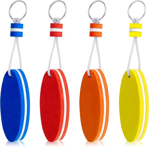 Vista 9 de Floating Keychain for Boat Keys, 4 Pack Waterproof Key Rings Pendant Azul/Verde/Naranja/Negro