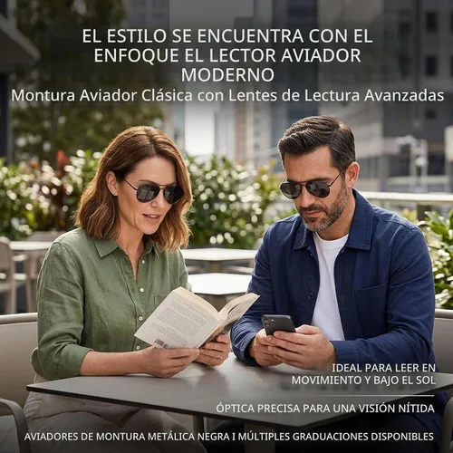 Vista 6 de Lente completa de lectura de cristal de sol lentes de sol gafas de sol clásico al aire libre aviador deportes acero inoxidable negro marco templo