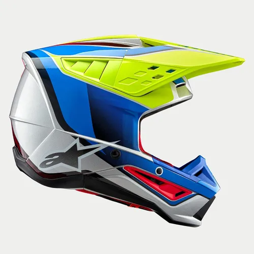 Vista 3 de Alpinestars Supertech - Casco de motocross S-M5 Sail (amarillo fluo/esmalte/azul plateado brillante, talla L)