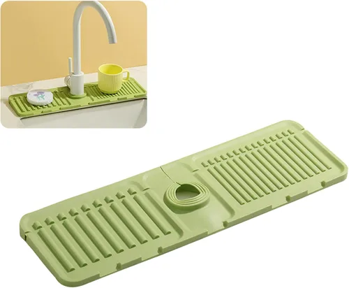 Vista 7 de Tapete para grifo de fregadero, protector contra salpicaduras de silicona mejorado, con propiedades de secado rápido, bandeja protectora ideal