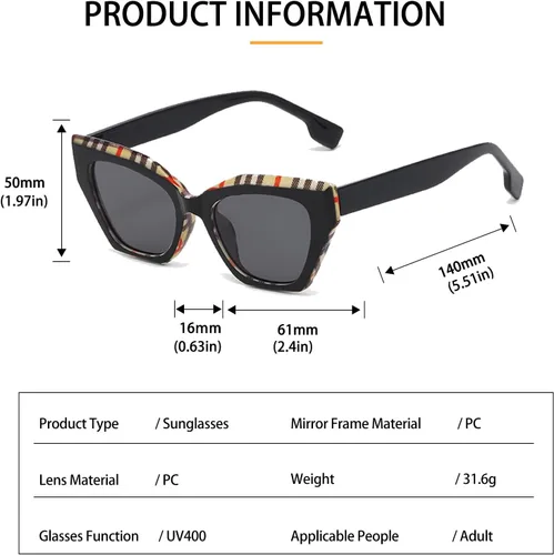 Vista 3 de Gafas de sol de ojo de gato para mujeres y hombres, gafas de sol retro de moda UV400 AM017