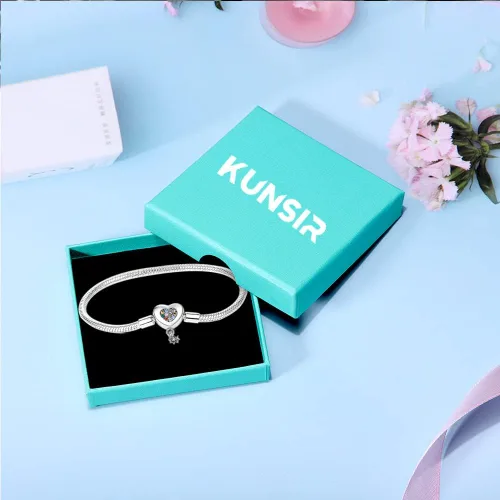 Vista 5 de KUNSIR Pulsera de plata de ley 925 con cierre de palma, cadena de serpiente, pulseras básicas para cualquier dije PDL, para adolescentes y mujeres