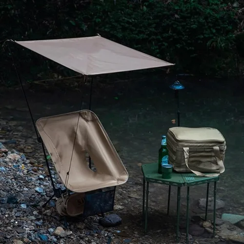 Vista 3 de Toldo de camping, silla de camping plegada, silla portátil, sombrillas compactas, refugios solares para camping, playa, pesca