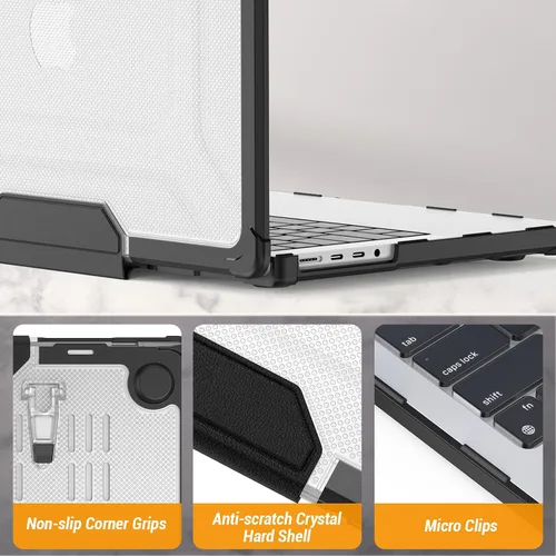 Vista 7 de SEYMAC stock Funda para MacBook Pro de 14 pulgadas, Protección Absorbente de Impactos con Soporte Plegable y Funda con Alfombrilla para Ratón