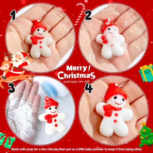 Vista 7 de TOANWOD 24 piezas de juguetes esponjosos Mini Mochi para recuerdos de fiesta, juguetes Kawaii para aliviar el estrés, juguetes sensoriales