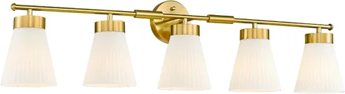 Vista 20 de HWH - Lámpara de pared para interiores, moderno aplique de pared con pantalla de vidrio a rayas blancas esmeriladas, aplique de pared individual