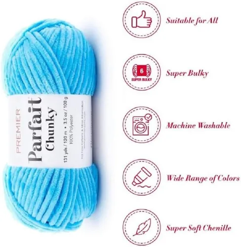 Vista 3 de Premier Yarns Parfait - Ovillo de felpilla grueso, 3.5 onzas, 6 unidades, peso súper voluminoso, paquete de 3 unidades con marcadores de puntada