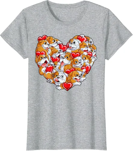 Vista 22 de Camiseta inglesa para el día de San Valentín con diseño de corazón y perro amante de los niños Negro