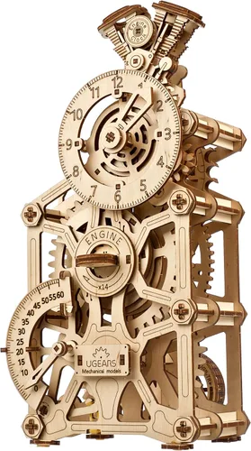 Vista 11 de UGEARS Aero Clock - Rompecabezas 3D de madera para adultos, kit de modelo mecánico de madera para adultos, reloj de pared, rompecabezas 3D con kit