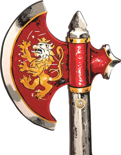 Vista 3 de Liontouch Hacha Noble Knight para niños, color rojo Juguete medieval de simulación en espuma para niños con tema de león dorado Armas seguras
