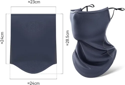 Vista 3 de Funda protectora solar para la cara, protección UV, bufanda para la cara, para mujeres y hombres, con cintas elásticas para las orejas, protector