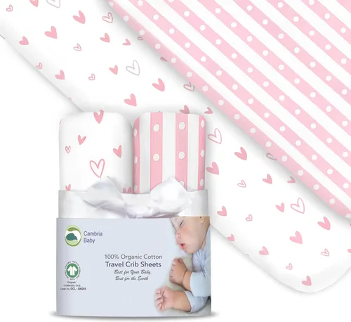 Vista 15 de Sábanas bajeras 100% de algodón orgánico perfectamente compatibles con Graco Pack n Play, Babyletto, Pamo Babe, Hiccapop, Dream on Me, Evenflo, Baby