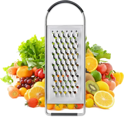 Vista 8 de Rallador de queso de mano, ralladores planos de acero inoxidable grueso HIA para cocina, rallador de alimentos con mango antideslizante, perfecto