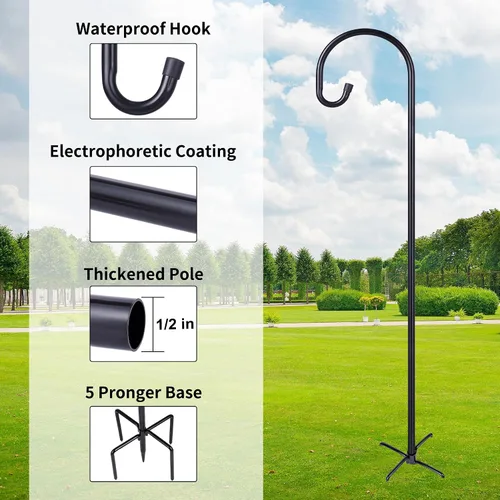 Vista 4 de Shepherd-Hooks Adjustable for Bird-Feeder Lantern Plant-Hook Garden-Stake - Plant Stand Hanger for Outdoor Flower Basket, Bird Feeder Hanger