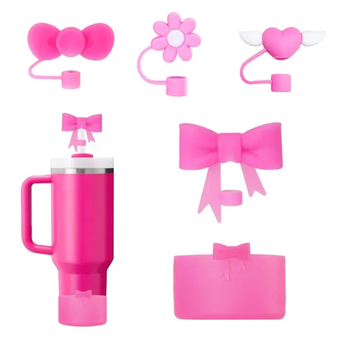 Vista 9 de Stanley - Juego de accesorios para vasos que incluye 4 fundas de silicona para popotes de 0.394 in/0.4 pulgadas, 1 bota de silicona para copa Azul