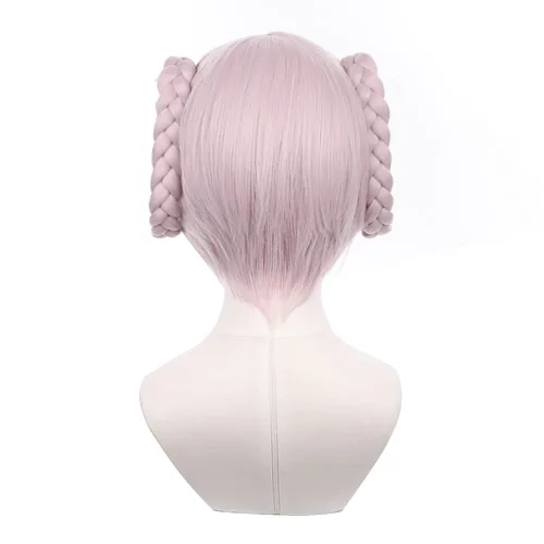 Vista 2 de Pelucas de cosplay de anime para el juego Call of the Night Nanakusa Nazuna, pelucas de cosplay, pelucas de pelo corto púrpura con doble trenza
