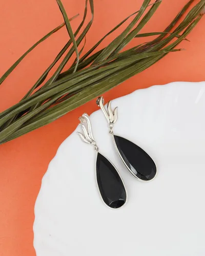 Vista 4 de PHNX Black Onyx Earrings Dangle, Large Dangle Earrings Women Boho, Handmade Jewelry Earrings Sterling Silver, Unique Gifts For Her