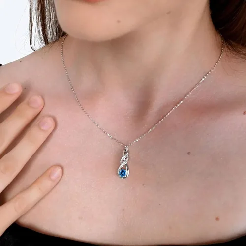 Vista 8 de Infinity Birthstone Necklace for Women Birthday Jewelry Gifts 11 - Topacio azul de Londres creado