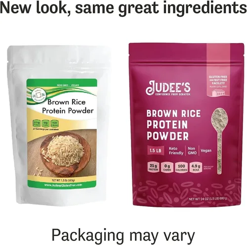Vista 3 de Judee's Gluten Free Proteína de arroz integral en polvo, proteína vegana a base de plantas, reemplazo de comidas sin gluten, 1.5 libras, sin sabor