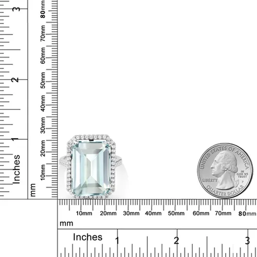Vista 4 de Gem Stone King Anillo de compromiso de plata de ley 925 con piedra natal Corte esmeralda 0.709 x 0.512 in Anillo de compromiso de aniversario