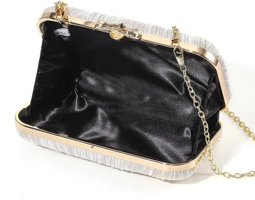 Vista 3 de Bolso de mano para mujer, bolso de noche elegante con cadena extraíble, elegante bolso de mano