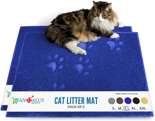 Vista 37 de Andalus Tapete Pequeño para Arena de Gatos, Paquete de 2 - Impermeable, Antideslizante y Fácil de Limpiar, Tapete para Caja de Arena de Gatos