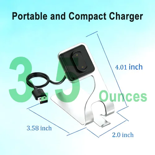 Vista 7 de Base de carga de cable USB para Amazfit GTR 3, GTS 3, GTS 4, GTR 4 plateado