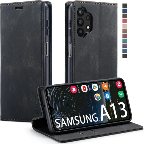 Vista 35 de Funda tipo cartera para Samsung Galaxy A12 con tarjetero [bloqueo RFID] atril magnético, funda de cuero con tapa para Samsung Galaxy A12 (negro)