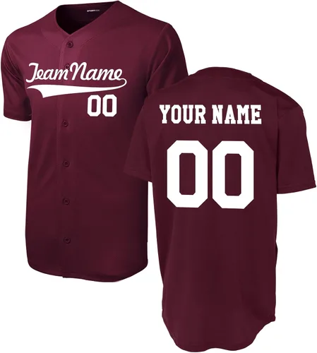 Vista 3 de Camiseta de béisbol y softball de manga corta con botones (unisex, tallas para adultos) Añade a tu equipo, nombre, número