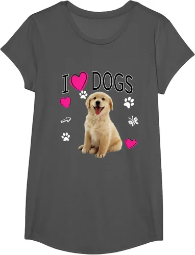 Vista 31 de Camiseta I Love Dogs - Camiseta Golden Labrador retriever, Azul Negro