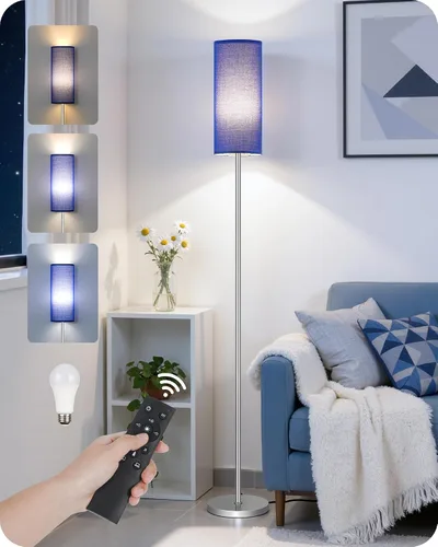 Vista 24 de Paquete de 2 lámparas de pie rosas regulables para sala de estar con 2 controles remotos e interruptor de pie, lámpara de pie de esquina, lámpara