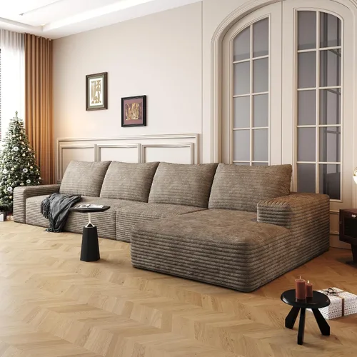 Vista 65 de Sofás seccionales de 105" para sala de estar, sofá cloud con forma de L tapizado, sofás modulares sin estructura rígida, sofá seccional moderno