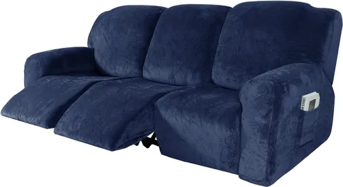Vista 31 de IMYOGI Fundas para sofá de alta elasticidad de terciopelo para sofá reclinable de 1, 2 y 3 plazas, protector de muebles con parte inferior elástica