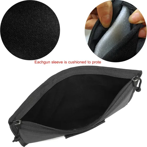 Vista 4 de Paquete de 3 fundas para pistola, funda suave para pistola táctica, bolsa de almacenamiento para caza, campo de tiro, deportes, 4 parches