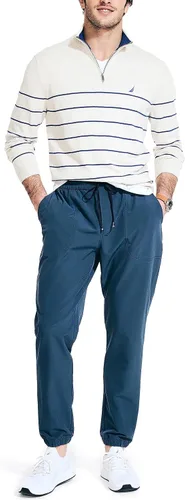 Vista 4 de Nautica Suéter Navtech a rayas con cremallera de un cuarto para hombre