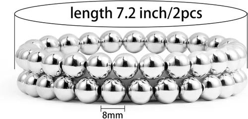 Vista 2 de Elegance 11 designs Brazalete grueso apilable de oro, pulseras elásticas de cuentas para mujer, pulsera apilada con cuentas