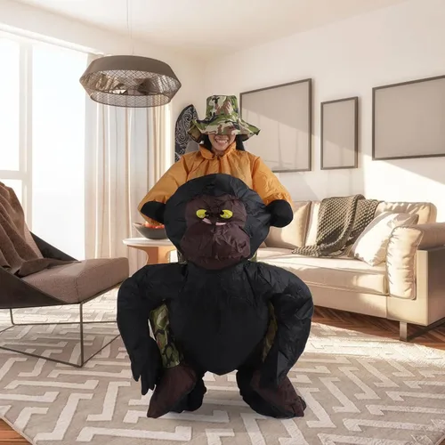 Vista 7 de TOPINCN Disfraz inflable para adultos, divertidos disfraces de chimpancé para adultos, disfraces inflables de Halloween, disfraces de cosplay