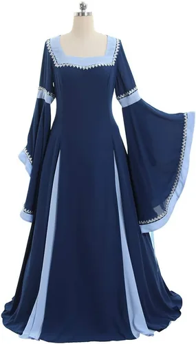 Vista 2 de CosplayDiy Vestido renacentista para mujer, disfraz medieval, vestidos victorianos, falda pirata, vestido de elfo de hadas renacentistas