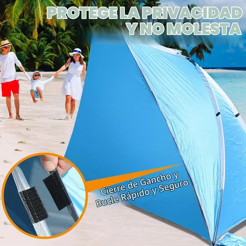 Vista 5 de Chihee Tienda de campaña de playa para 1/2/3 personas, refugio solar portátil para acampar con suelo extendido, toldo recubierto de plata