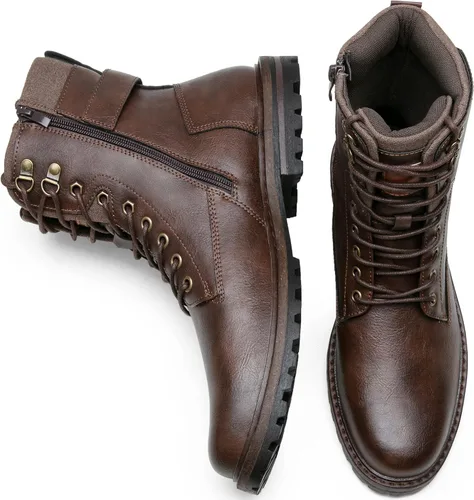 Vista 8 de Jousen Botas para hombres Vestido casual Retro con cordones Botas de motocicleta Marrón