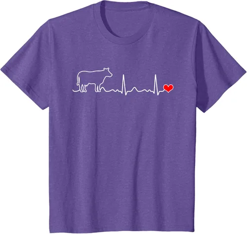 Vista 58 de Camiseta de paciente con corazón I Love My Cow Valve EKG Heartbeat Heart Pacient, Negro, S