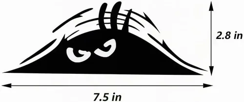 Vista 8 de 2 calcomanías de auto con ojos aterradores de monstruo que asoma, elfo que asoma, impermeable, calcomanías de coche con sonrisa e ira, color negro
