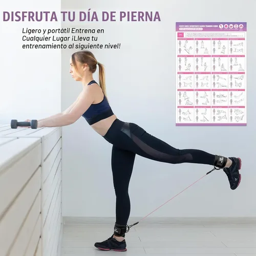Vista 7 de Ankle Resistance Bands with Cuffs, Leg Exercise Equipment with Poster