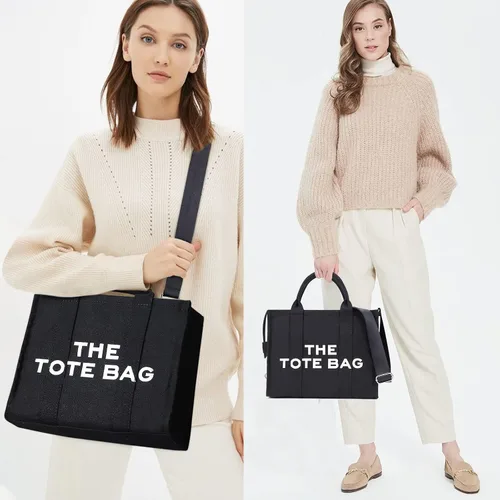 Vista 6 de JQWSVE Bolsas de lona para mujer bolso de mano con cremallera bolso cruzado de lona para oficina viajes escuela