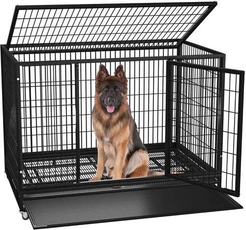 Vista 6 de KOKOTANGS Mueble de jaula para perros de 38 pulgadas, resistente para perros grandes, jaula de madera a prueba de fugas y masticaciones para perros