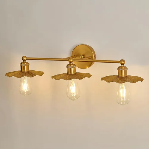 Vista 11 de ZGLAOJT 2 Luces Vintage para Tocador Doradas Accesorios de Iluminación para Baño Sobre Espejo.