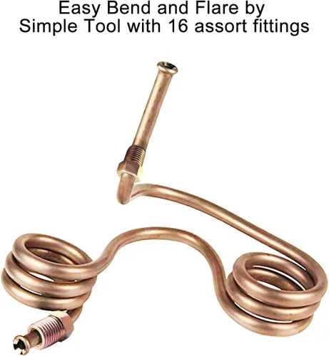 Vista 6 de MuHize Kit de línea de freno de doble tamaño (1/4 + 3/16 pulgadas), tubo de freno de níquel de cobre de 25 pies para Ford/Toyota Tacoma, resistente