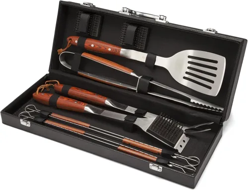 Vista 2 de Cuisinart CGS-2010 Premium Grill Set (10 piezas) y Cuisinart CGPR-221 Prensa de parrilla de hierro fundido (mango de madera), pesa 2.1 libras