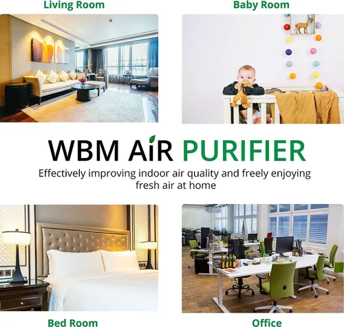 Vista 9 de WBM Smart HEPA filtro purificador de aire para alergias y mascotas, polvo, moho y polen, eliminación de humo y olores, limpiador para dormitorio